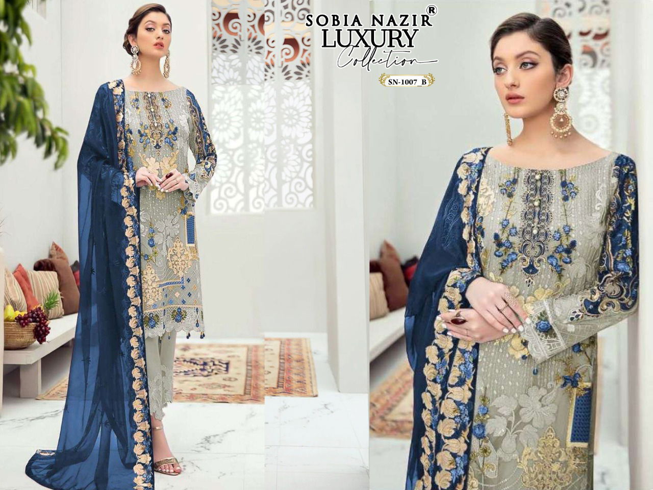 Sobia Nazir 1003 And 1007 Georgette Designer Wear Wholesale Pakistani Salwar Suits Catalog